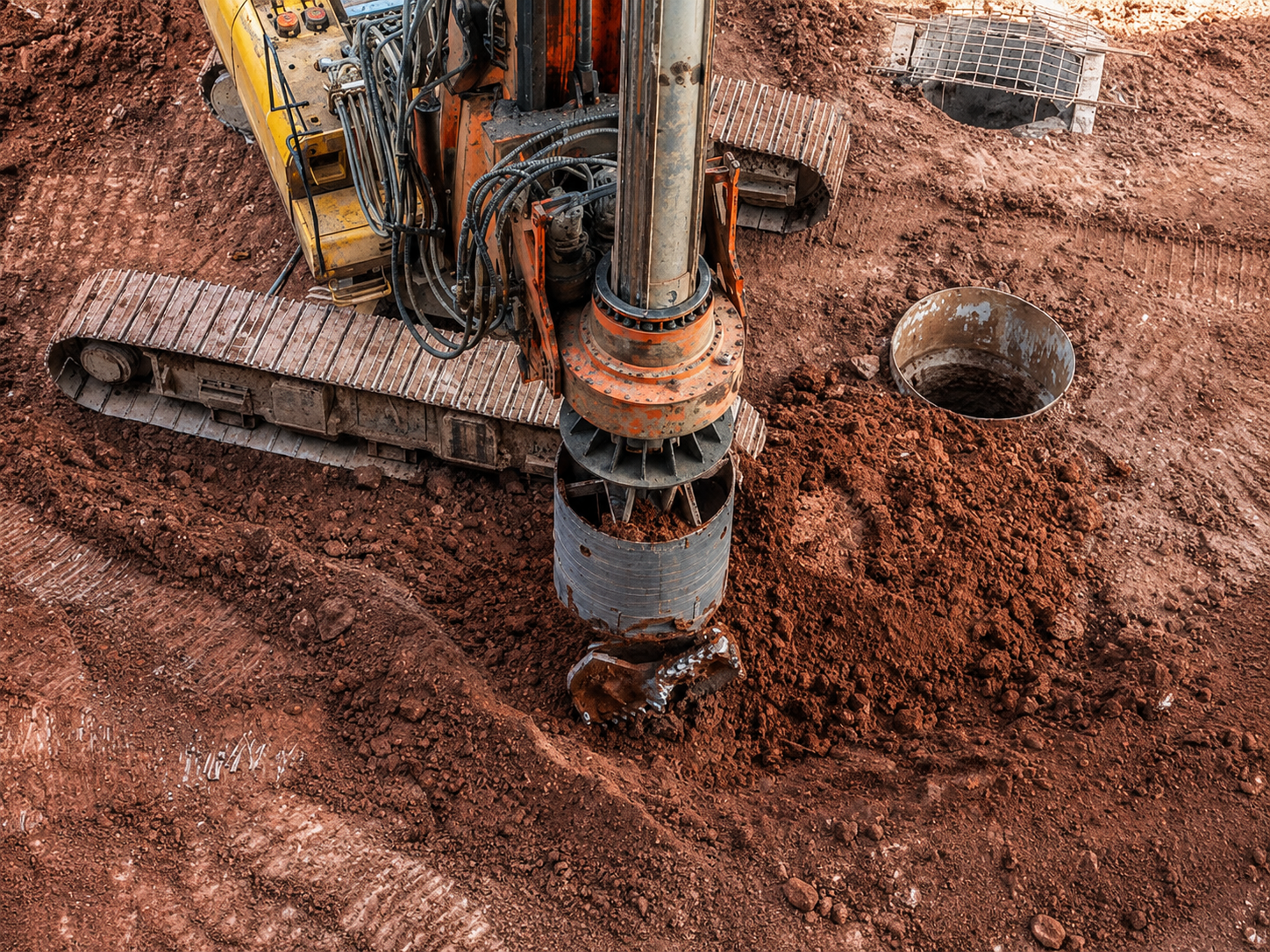 Aerial view of an open-pit mining operation