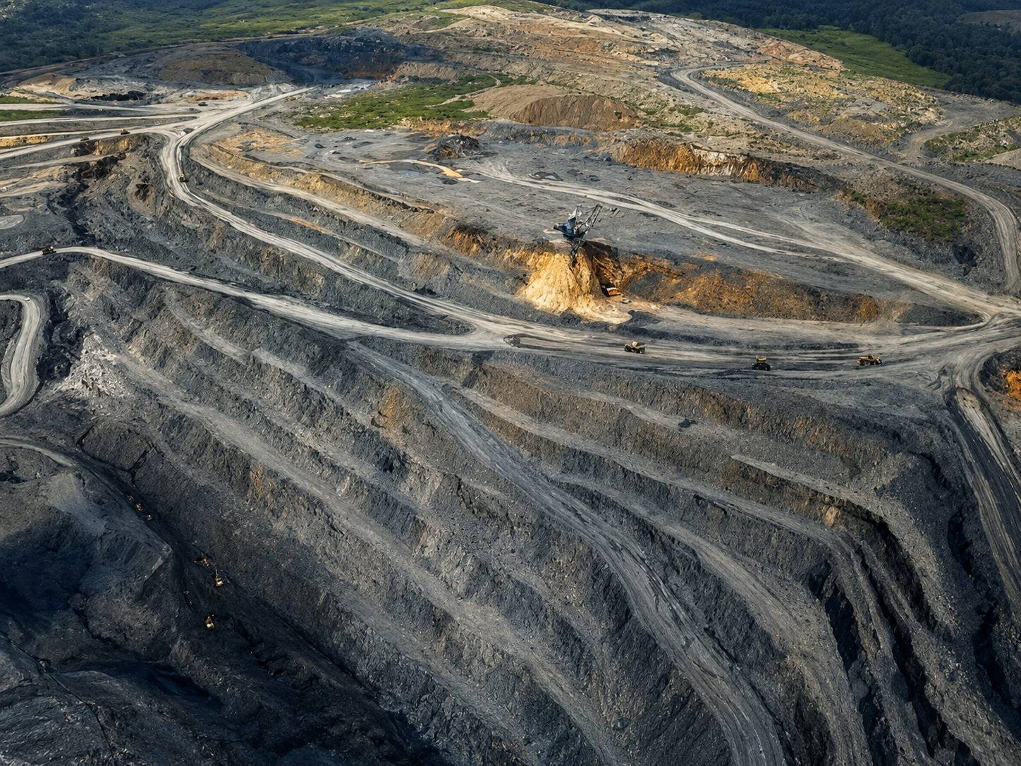 Mining drilling equipment at an active site