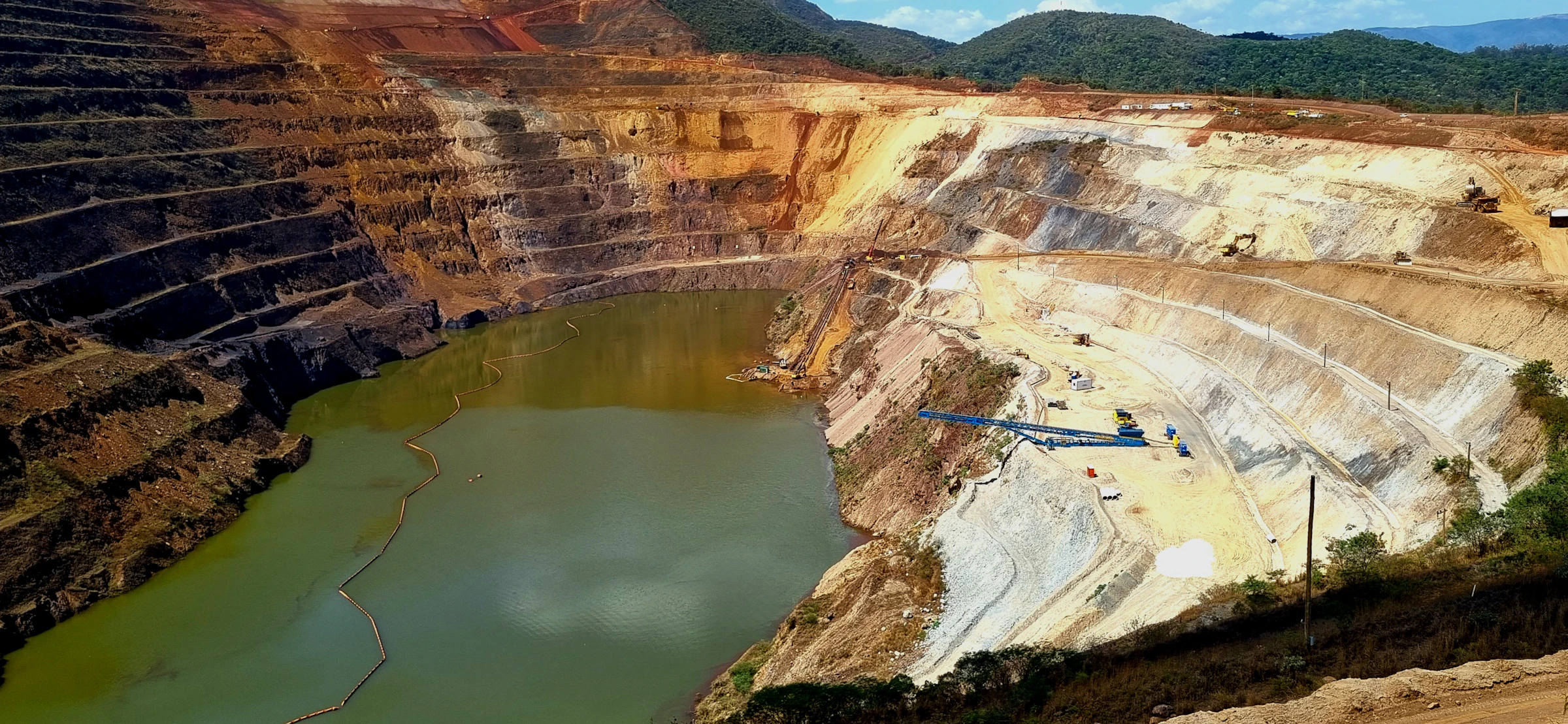 Open-pit mine with a large water body for environmental management